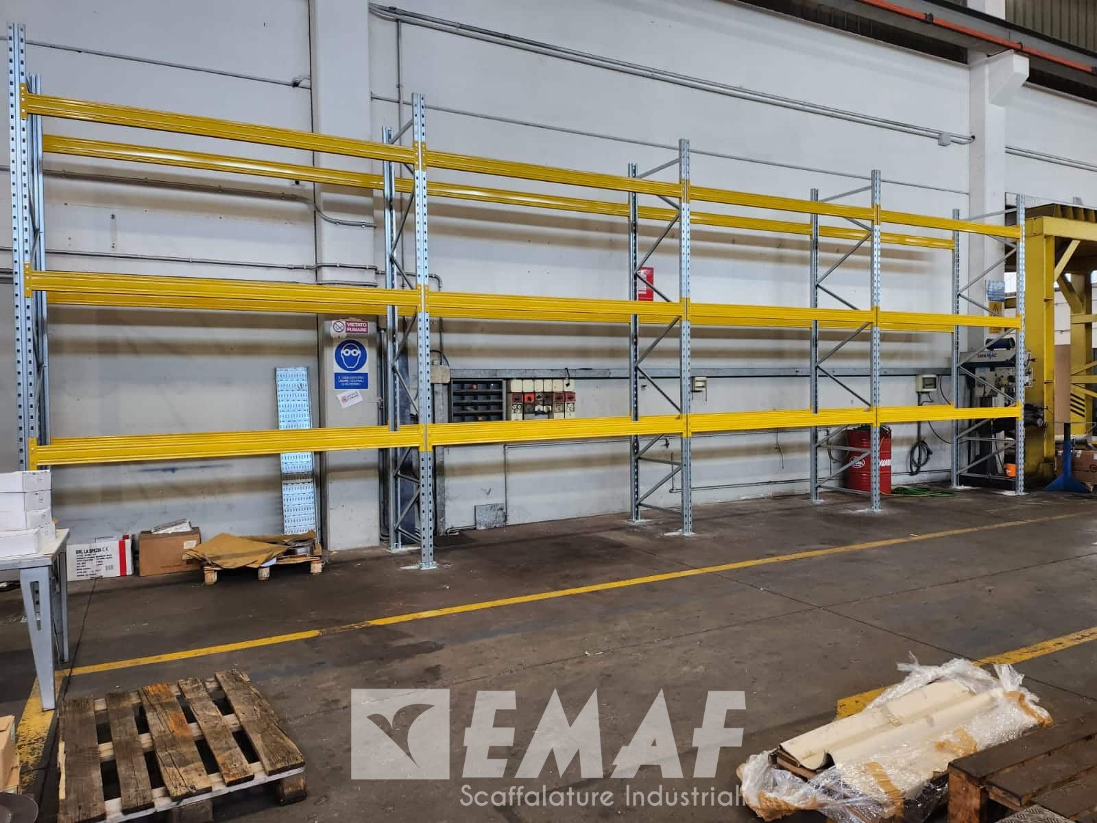 Featured image for “Portapallet scaffalatura industriale 4 Campate a 3 livelli – 48 posti EPAL – In pronta consegna!”